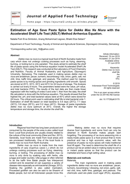 Journal of Applied Food Technology 6 (2) 2019