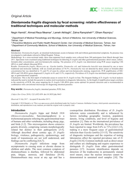 Original Article Dientamoeba Fragilis Diagnosis by Fecal Screening