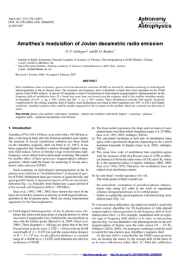 Amalthea\'S Modulation of Jovian Decametric Radio Emission