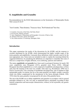 Towards a Unified Nomenclature in Metamorphic Petrology