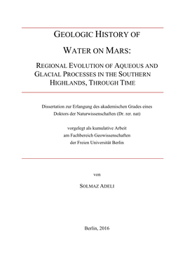 Geologic History of Water on Mars