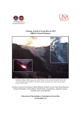 Volcanic Activity in Costa Rica in 2012 Official Annual Summary