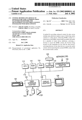 (12) Patent Application Publication (10) Pub. No.: US 2002/0088011 A1 Lamkin Et Al