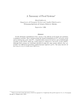 A Taxonomy of Proof Systems*