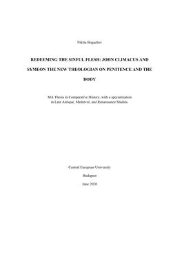 Redeeming the Sinful Flesh: John Climacus and Symeon the New Theologian on Penitence and the Body