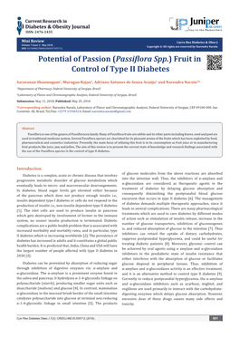 (Passiflora Spp.) Fruit in Control of Type II Diabetes