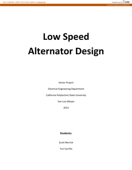 Low Speed Alternator Design