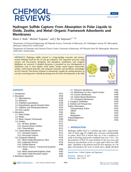 Hydrogen Sulfide Capture: from Absorption in Polar Liquids to Oxide
