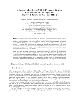 Advanced Meet-In-The-Middle Preimage Attacks: First Results on Full Tiger, and Improved Results on MD4 and SHA-2