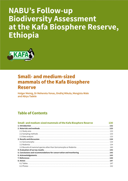 Mammals of the Kafa Biosphere Reserve Holger Meinig, Dr Meheretu Yonas, Ondřej Mikula, Mengistu Wale and Abiyu Tadele