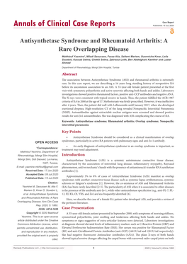 Antisynthetase Syndrome and Rheumatoid Arthritis: a Rare Overlapping Disease