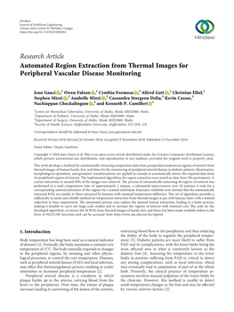 Research Article Automated Region Extraction from Thermal Images for Peripheral Vascular Disease Monitoring