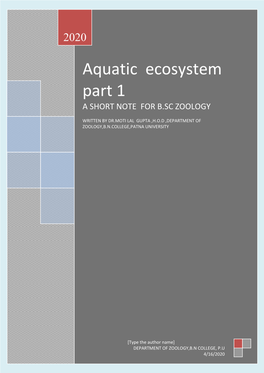 Aquatic Ecosystem Part 1 a SHORT NOTE for B.SC ZOOLOGY