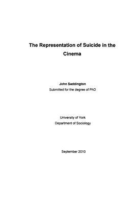 The Representation of Suicide in the Cinema