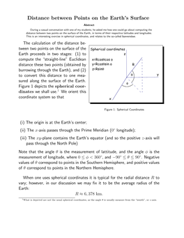 Distance Between Points on the Earth's Surface