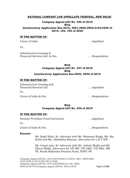 (AT) No. 346 of 2018 with Interlocutory Application Nos.3616, 3851,3860,3962,4103,4249 of 2019, 182, 185 of 2020