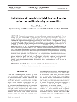 Influences of Wave Fetch, Tidal Flow and Ocean Colour on Subtidal Rocky Communities