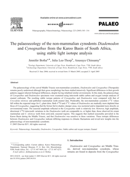 Cynognathus from the Karoo Basin of South Africa, Using Stable Light Isotope Analysis