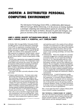 A Bistwbuted Personal Computing Environment