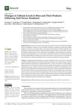 Changes in Lithium Levels in Bees and Their Products Following Anti-Varroa Treatment