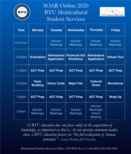 SOAR Online 2020 BYU Multicultural Student Services