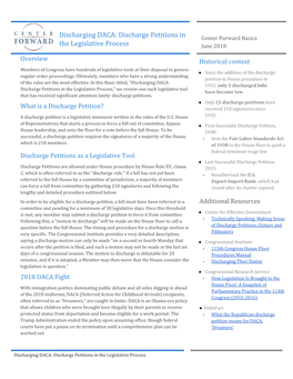 Discharge Petitions in Center Forward Basics the Legislative Process June 2018