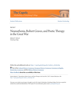 Neurasthenia, Robert Graves, and Poetic Therapy in the Great War Juliette E