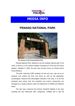 Media Info Penang National Park