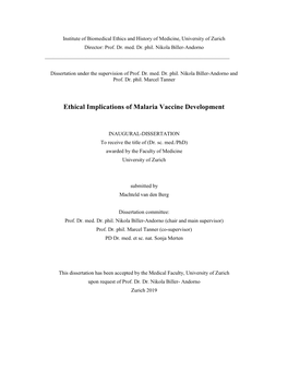 Ethical Implications of Malaria Vaccine Development