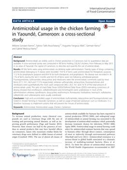 Antimicrobial Usage in the Chicken Farming in Yaoundé, Cameroon: a Cross-Sectional Study