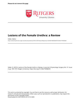 Lesions of the Female Urethra: a Review