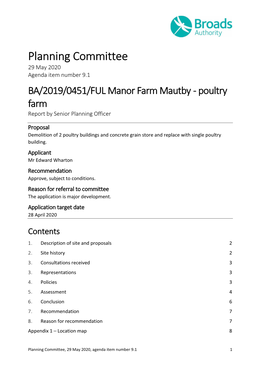 BA/2019/0451/FUL Manor Farm Mautby - Poultry Farm Report by Senior Planning Officer