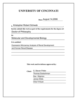 Expression Microarray Analysis of Renal Development and Human Renal