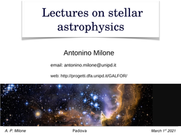 Lectures on Stellar Astrophysics