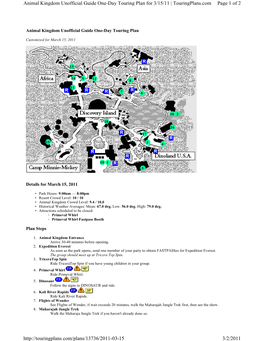 Page 1 of 2 Animal Kingdom Unofficial Guide One-Day Touring Plan