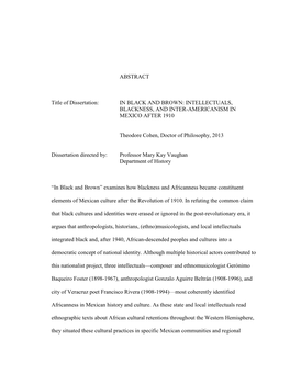 Intellectuals, Blackness, and Inter-Americanism in Mexico After 1910