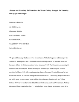 People and Planning’ 50 Years On: the Never-Ending Struggle for Planning to Engage with People