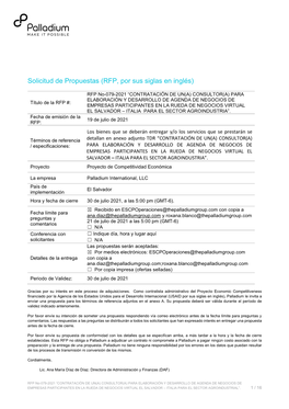 RFP No-079-2021 “CONTRATACIÓN DE UN(A) CONSULTOR(A