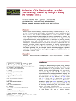 Mechanism of the Montescaglioso Landslide (Southern Italy) Inferred by Geological Survey and Remote Sensing