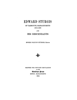 Edward Sturgis of Yarmouth, Massachusetts 1613-1695