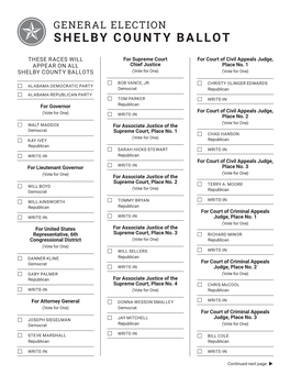 Shelby County Ballot