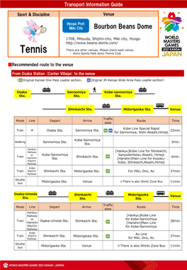 Transport Information Guide Tennis Bourbon Beans Dome