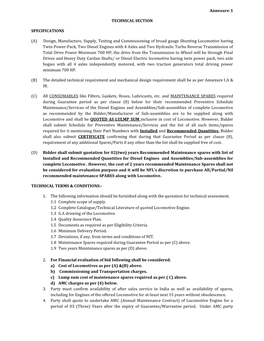 Annexure-1 TECHNICAL SECTION SPECIFICATIONS (A) Design, Manufacture, Supply, Testing and Commissioning of Broad Gauge Shunti