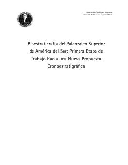 Bioestratigrafía Del Paleozoico Superior De América Del Sur: Primera Etapa De Trabajo Hacia Una Nueva Propuesta Cronoestratigr