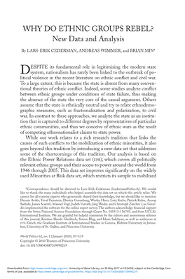 Why Do Ethnic Groups Rebel? New Data and Analysis