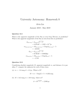 University Astronomy: Homework 8