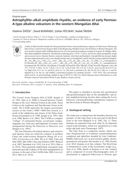 Astrophyllite–Alkali Amphibole Rhyolite, an Evidence of Early Permian A-Type Alkaline Volcanism in the Western Mongolian Altai