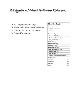 Fall Vegetables and Tofu with the Flavors of Western India
