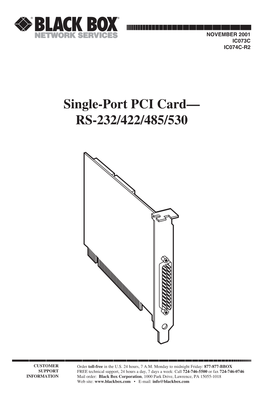 Single-Port PCI Card— RS-232/422/485/530