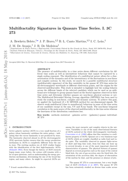 Multifractality Signatures in Quasars Time Series. I. 3C 273